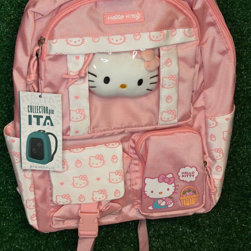 NWT Hello Kitty Bioworld Pink Collector Pin ITA Backpack Plush Display Sanrio - Picture 2 of 10